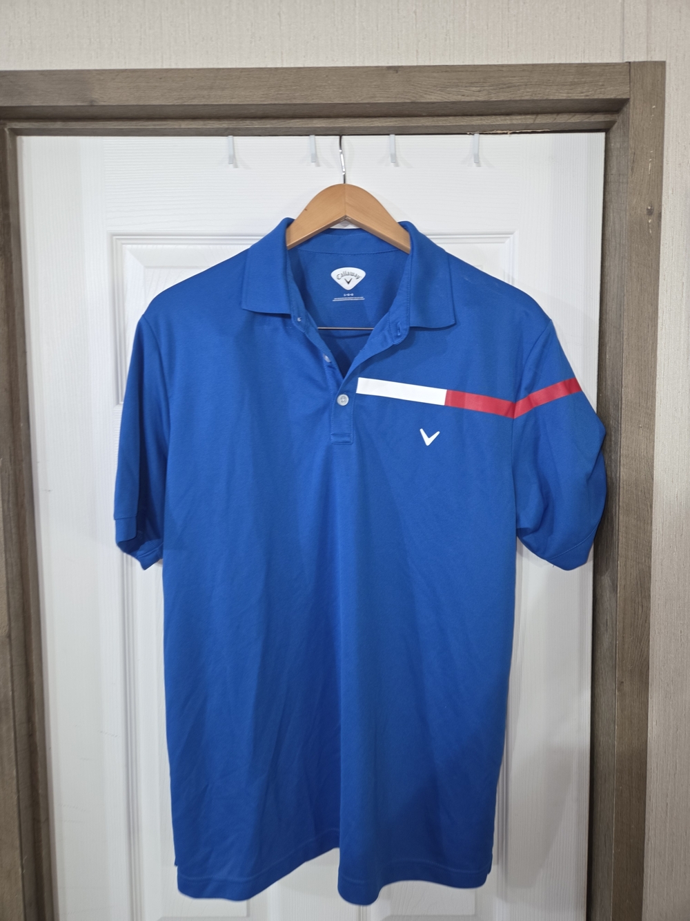 Callaway Royal Blue Polo with Red and White Chest Stripe
